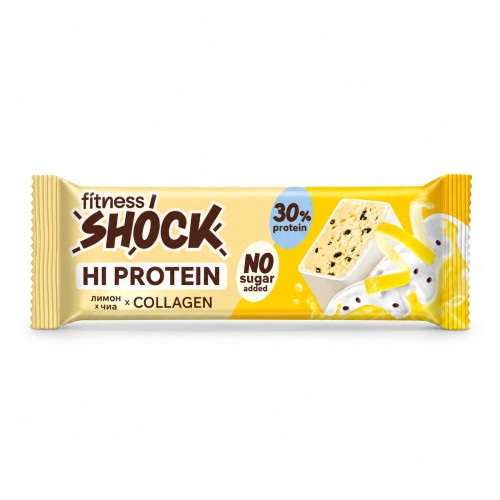 Fitness Shock Hi Protein Lemon Chia Collagen 40 г Fitness Shock Hi Protein Lemon Chia Collagen 40 г