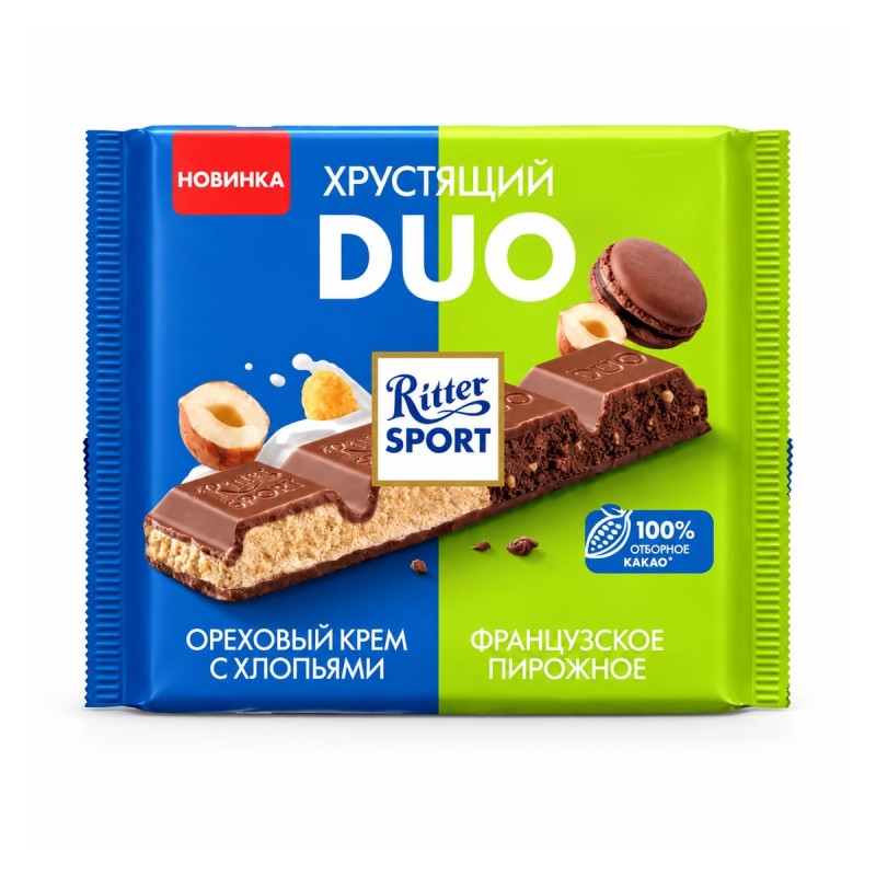 Ritter Sport Crunchy DUO Ореховый крем и французское пирожное 218 г
