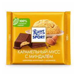 Ritter Sport молочный шоколад Карамельный мусс с миндалем 100г 100 г