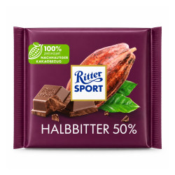 Ritter Sport молочный шоколад Halbitter 50% 100г 100 г
