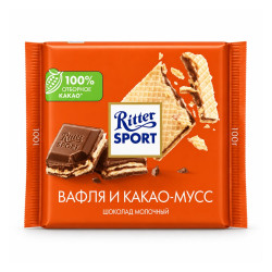 Ritter Sport молочный шоколад Вафля и какао-мусс 100г 100 г