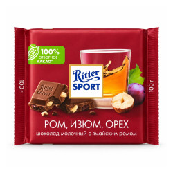 Ritter Sport молочный шоколад Ром, Изюм, Орех 100г 100 г