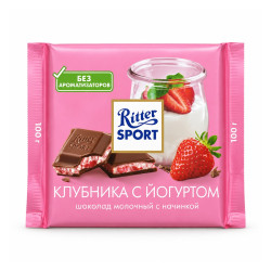 Ritter Sport молочный шоколад Клубника с йогуртом 100 г