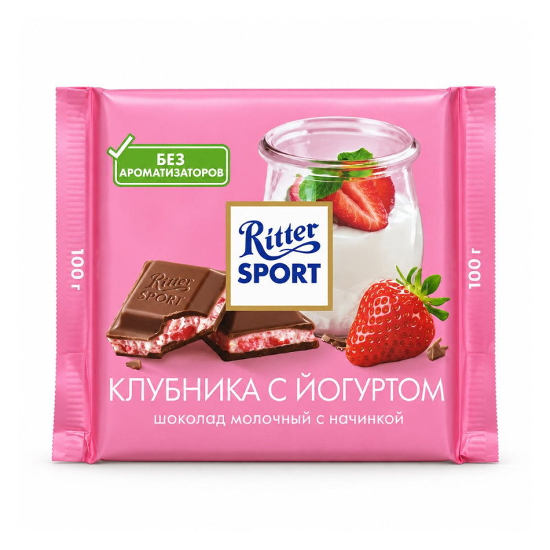 Ritter Sport молочный шоколад Клубника с йогуртом 100 г