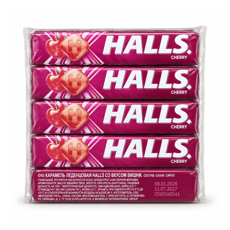 Halls Леденцы Halls Cherry 4×25 г 100 г
