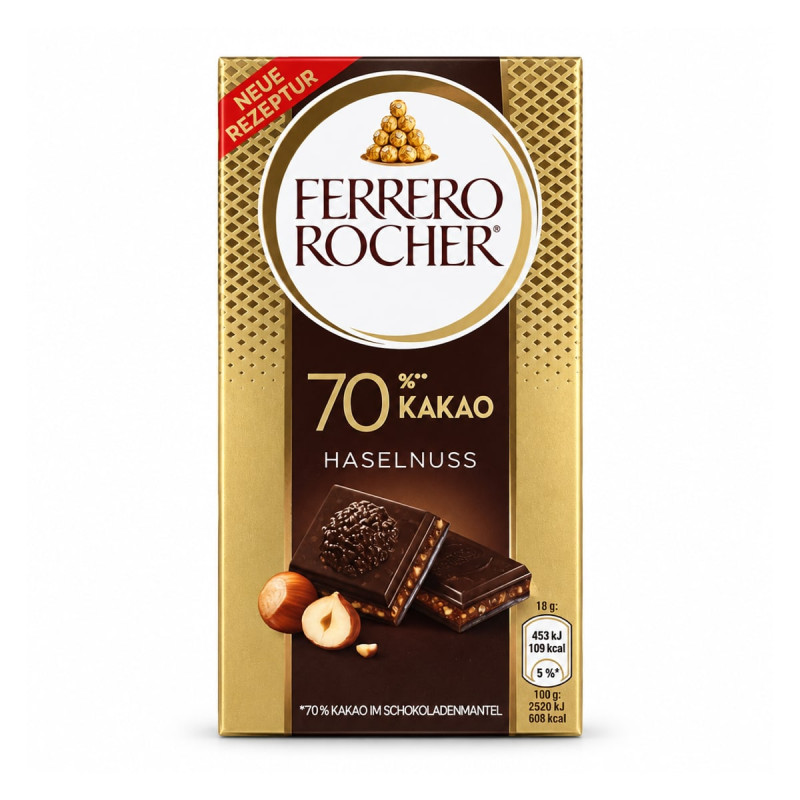 Ferrero Шоколад Ferrero Rocher 70% какао с фундуком 90 г