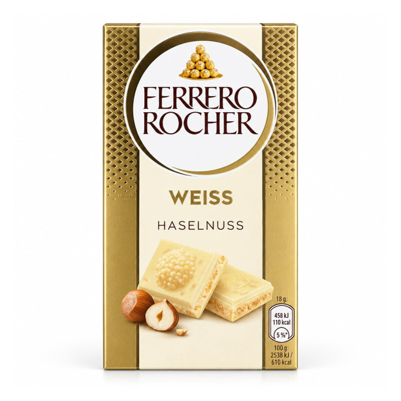 Ferrero Шоколад Ferrero Rocher Weiss с фундуком 90 г