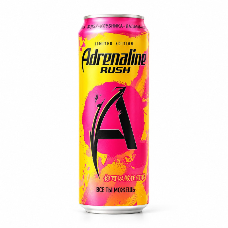 Adrenaline Rush Энергетический напиток Limited Edition Юдзу Клубника Каламанси 449 мл