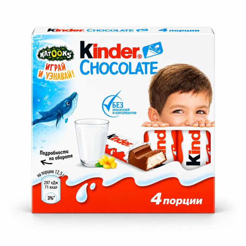 Kinder Шоколад Chocolate 4 порции 50 г