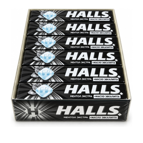 HALLS Ментол экстра + масло эвкалипта