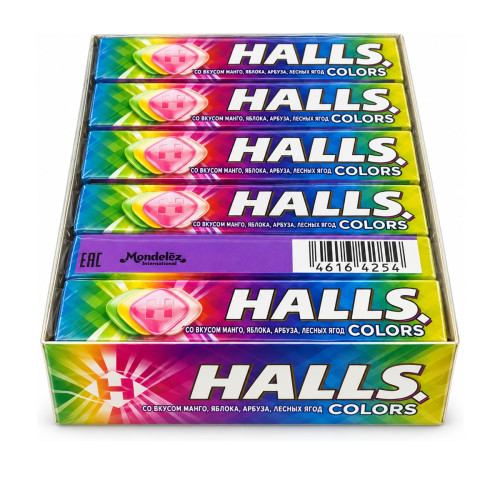HALLS Colors со вкусом манго, яблока, арбуза, лесных ягод