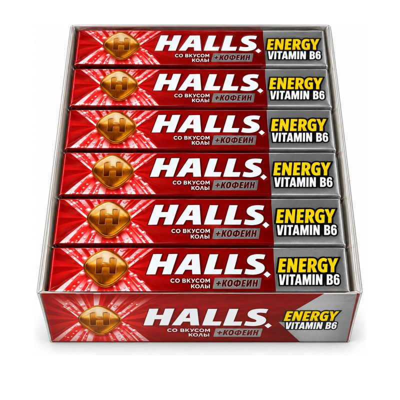 Halls со вкусом колы + кофеин